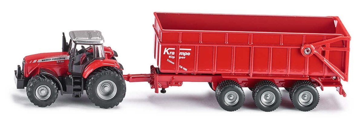 Siku traktor Massey Ferguson 8480 + prikolica Krampe 1 Siku traktor Massey Ferguson 8480 + prikolica Krampe