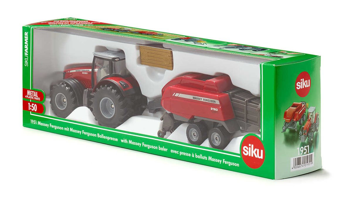 Siku traktor Massey Ferguson + balirka 2 Siku traktor Massey Ferguson + balirka