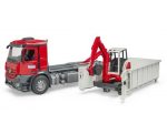 Bruder MB Arocs Roll-Off Container i Schaeff mini bager