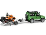 Bruder auto Land Rover + prikolica za snowmobile + snowmobile