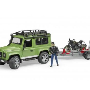 Land Rover Defender sa prikolicom, motorom i figurica