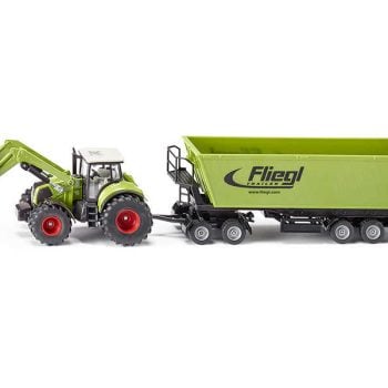 Siku traktor Claas Axion 850 + ruda za kamionske prikolice + prikolica