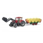 Bruder traktor Case IH Optum 300CVX sa utovarivačem i prikolicom za bale