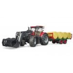 Bruder traktor Case IH Optum 300CVX sa utovarivačem i prikolicom za bale