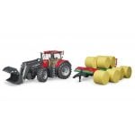 Bruder traktor Case IH Optum 300CVX sa utovarivačem i prikolicom za bale