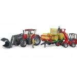 Bruder traktor Case IH Optum 300CVX sa utovarivačem i prikolicom za bale