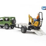 Bruder auto Land Rover + prikolica + JCB Micro Excavator