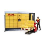 Bruder DHL dostavna služba sa šalterom, zaposlenikom, blagajnom, stolom, viličarom i paletom - Slika 2