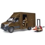 Bruder MB Sprinter UPS s vozačem, malim viličarem, paketima i 2 palete