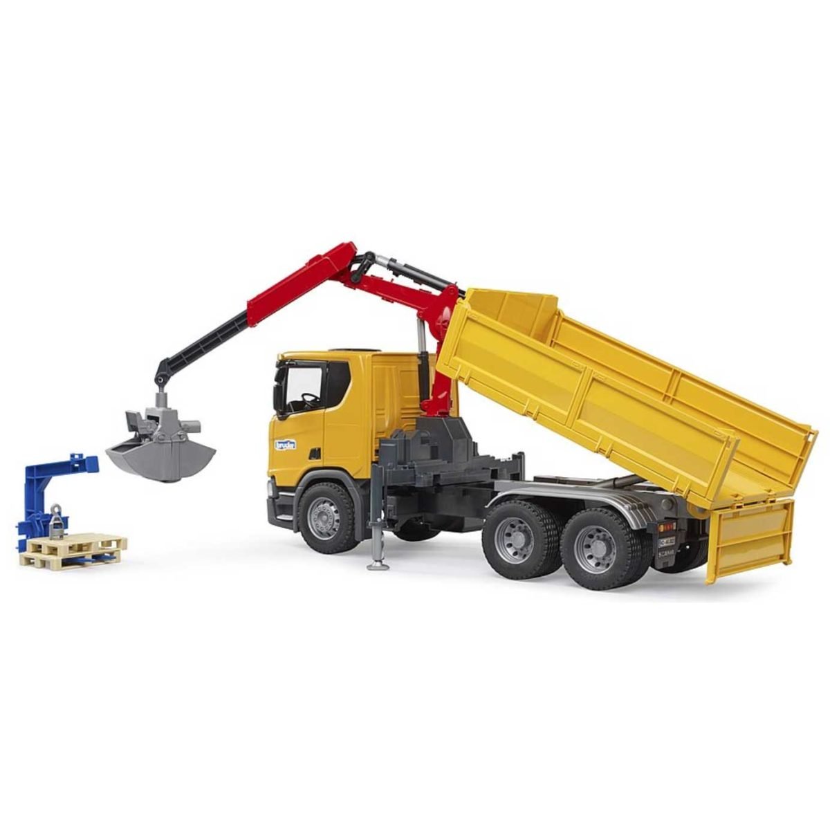 3551q Bruder kamion za gradilište Scania Super 560R sa kranom i 2 palete - Slika 4