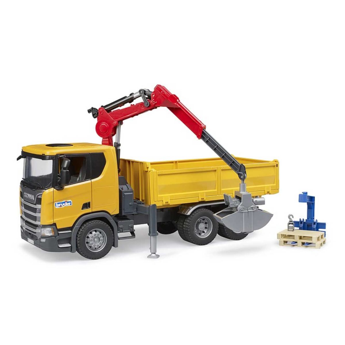 3551w Bruder kamion za gradilište Scania Super 560R sa kranom i 2 palete - Slika 3